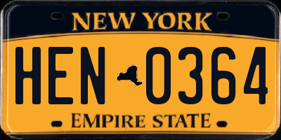 NY license plate HEN0364