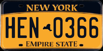 NY license plate HEN0366