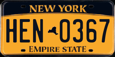 NY license plate HEN0367