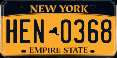 NY license plate HEN0368