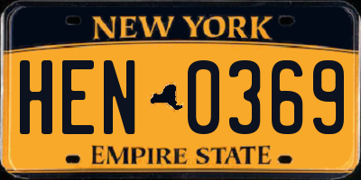 NY license plate HEN0369