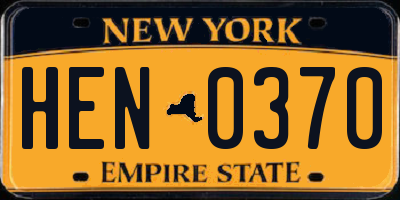 NY license plate HEN0370