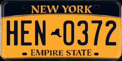 NY license plate HEN0372