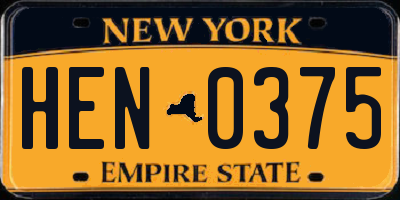 NY license plate HEN0375