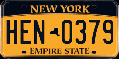 NY license plate HEN0379