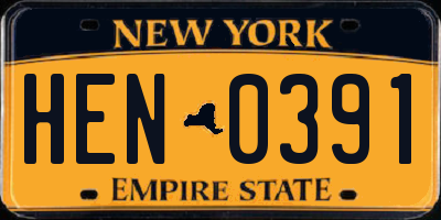 NY license plate HEN0391