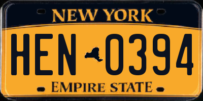 NY license plate HEN0394