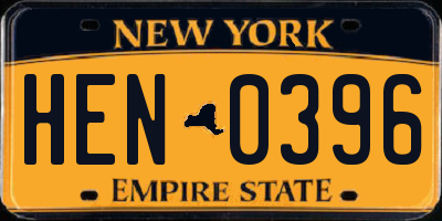 NY license plate HEN0396