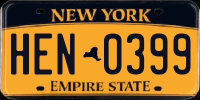 NY license plate HEN0399