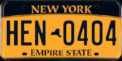 NY license plate HEN0404