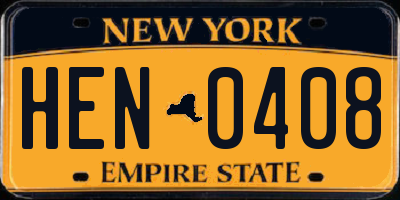 NY license plate HEN0408