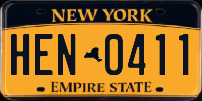 NY license plate HEN0411