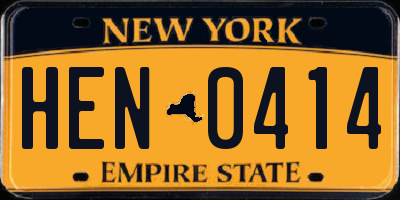 NY license plate HEN0414