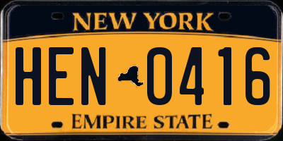 NY license plate HEN0416
