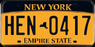 NY license plate HEN0417