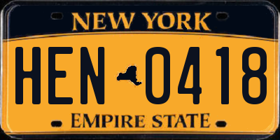 NY license plate HEN0418