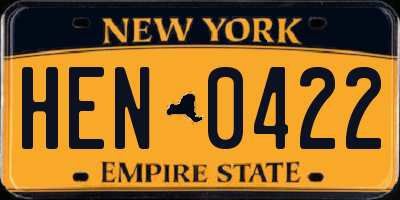 NY license plate HEN0422