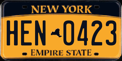 NY license plate HEN0423