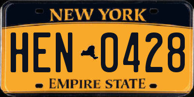 NY license plate HEN0428