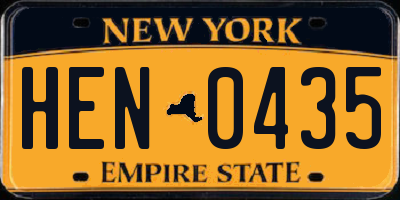 NY license plate HEN0435