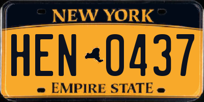 NY license plate HEN0437
