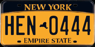 NY license plate HEN0444