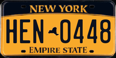 NY license plate HEN0448