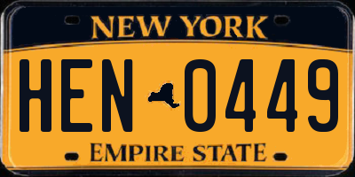 NY license plate HEN0449