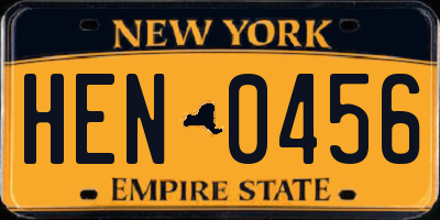 NY license plate HEN0456