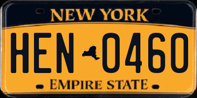 NY license plate HEN0460