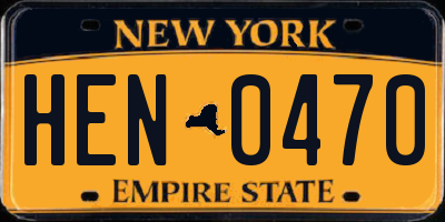 NY license plate HEN0470