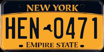 NY license plate HEN0471