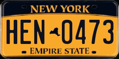 NY license plate HEN0473
