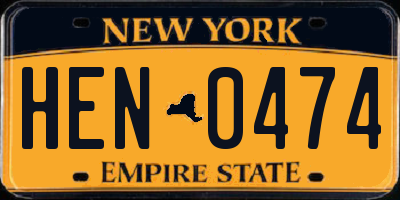NY license plate HEN0474