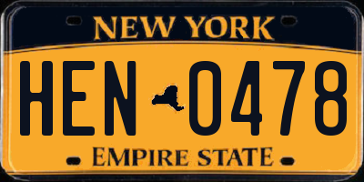 NY license plate HEN0478