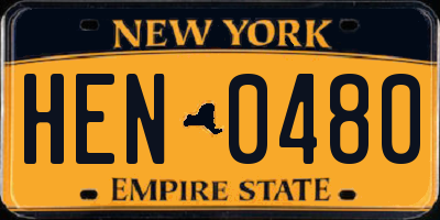 NY license plate HEN0480