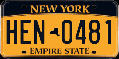 NY license plate HEN0481