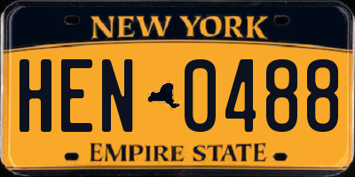 NY license plate HEN0488