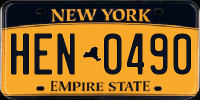 NY license plate HEN0490