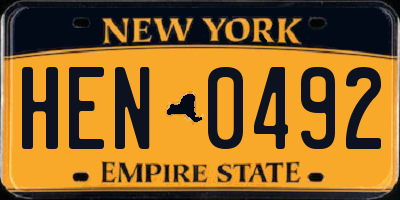 NY license plate HEN0492