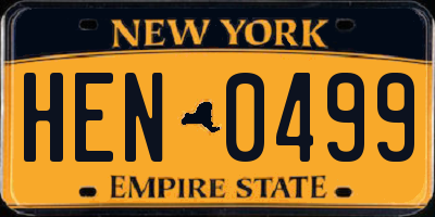 NY license plate HEN0499