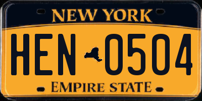 NY license plate HEN0504