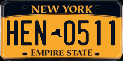 NY license plate HEN0511