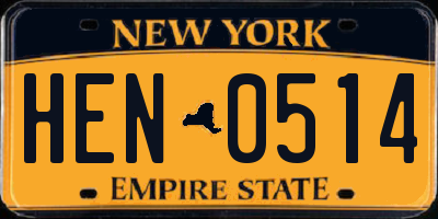 NY license plate HEN0514