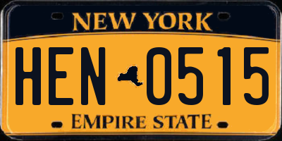 NY license plate HEN0515