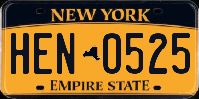 NY license plate HEN0525