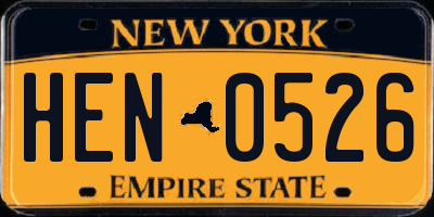 NY license plate HEN0526