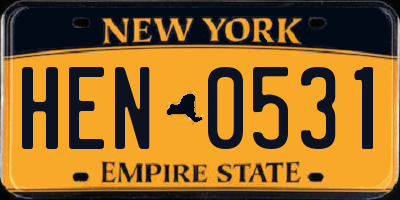 NY license plate HEN0531