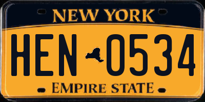 NY license plate HEN0534