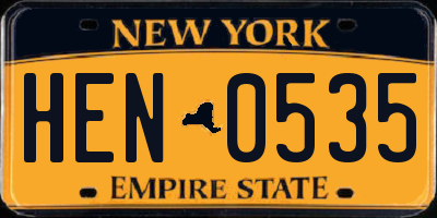 NY license plate HEN0535